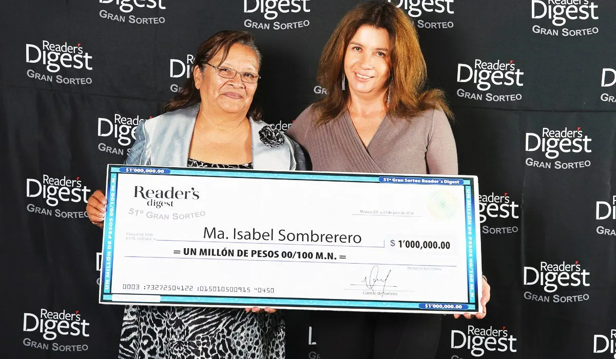 Ganó 1 millón de pesos del Sorteo Reader's Digest