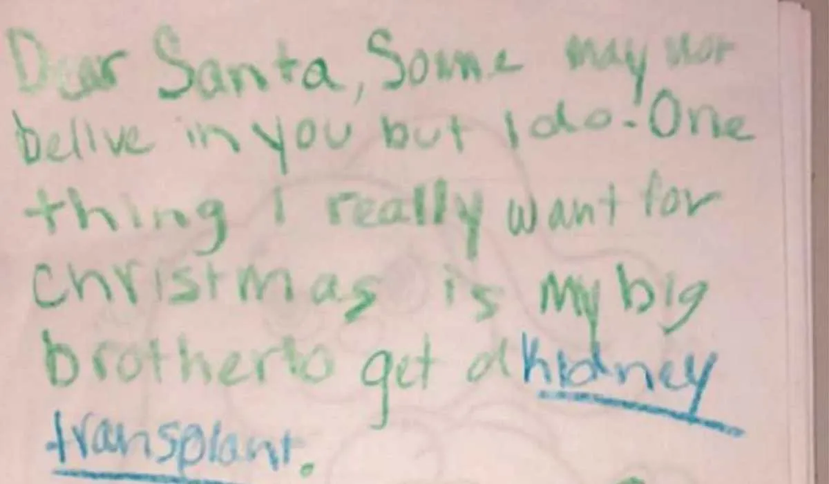 Niña le pide a Santa un riñón para su hermano
