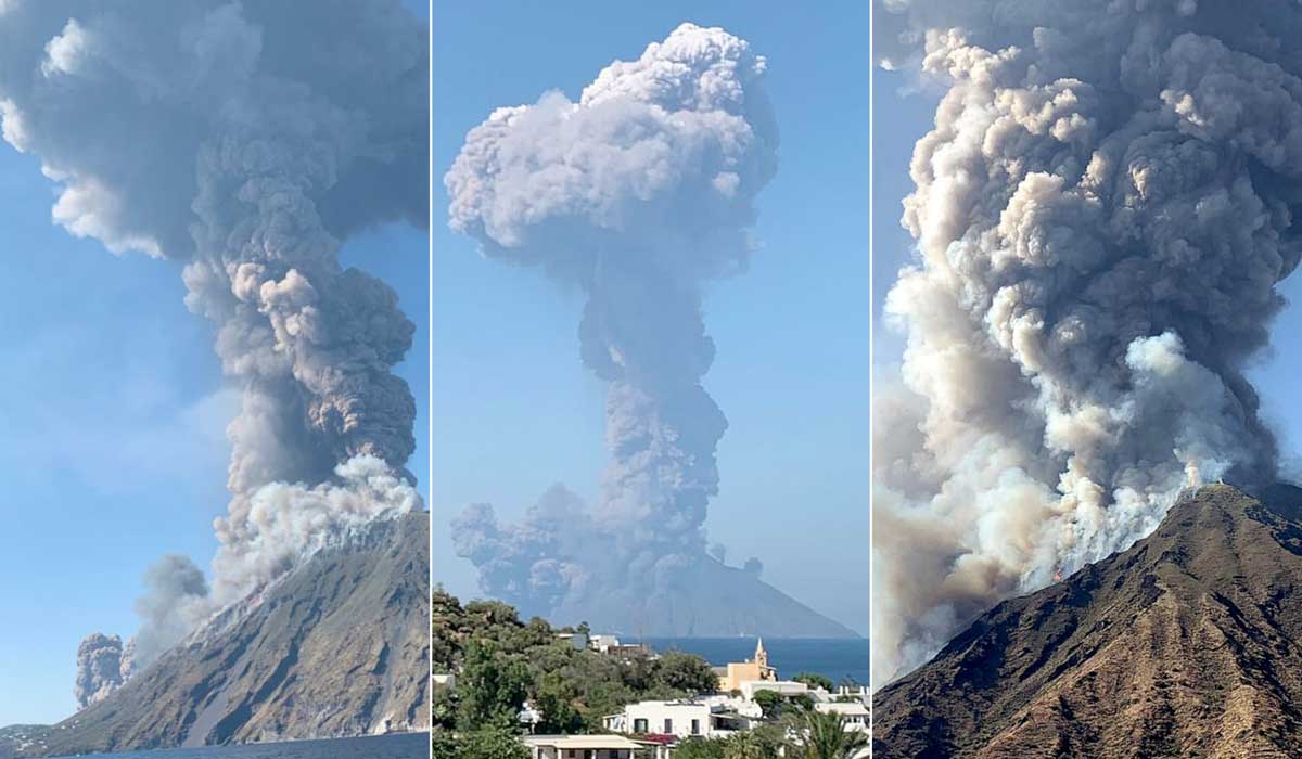 imágenes de la explosión del volcán Estromboli