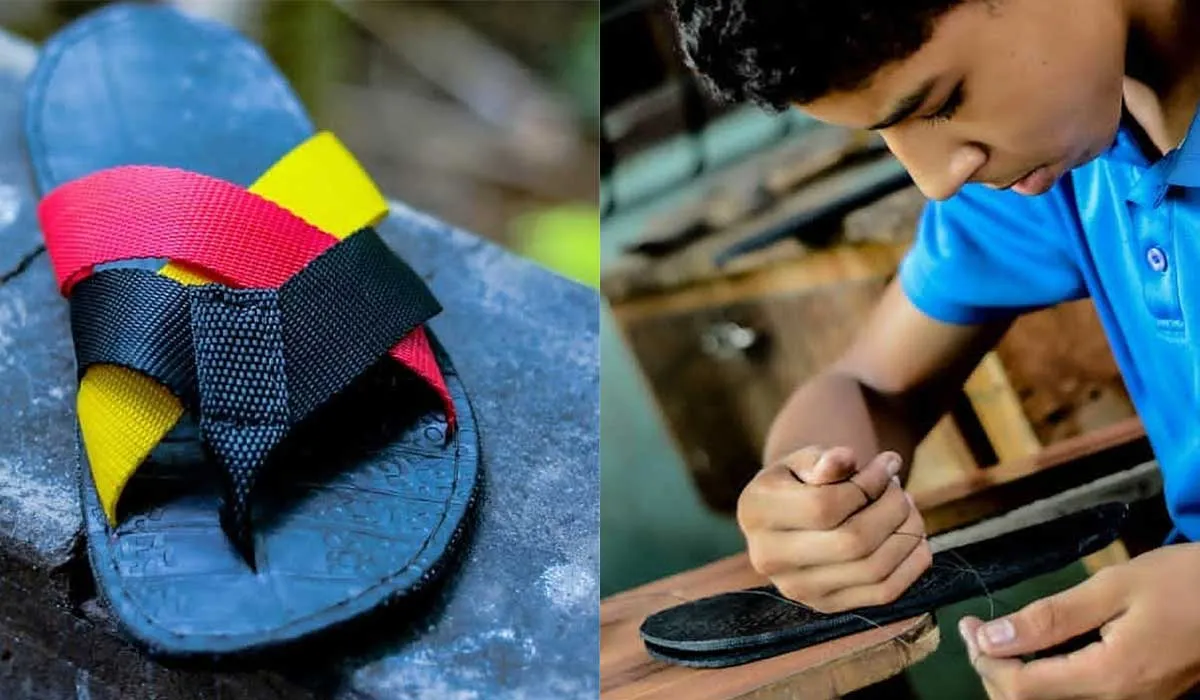 hace chanclas para ayudar a su familia