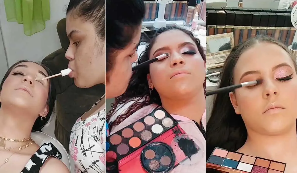 Cleila maquilla increíblemente y todo lo hace con su boca