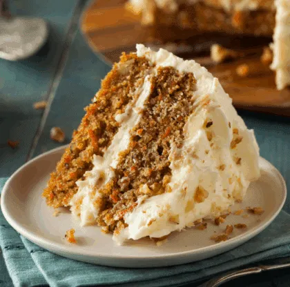 pastel de zanahoria y nuez con glaseado de tofu