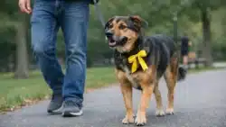 Listón amarillo en el collar de un perro: significado y cómo actuar